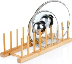 Support en bambou pour couvercles et assiettes 34,5 × 12 × 12 cm