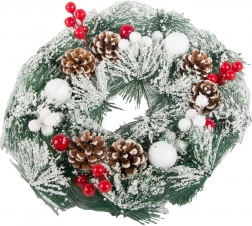 Couronne de Noël avec pommes de pin et baies rouges 20 cm