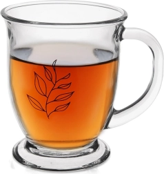 Tasse en verre 450 ml avec motif de feuille