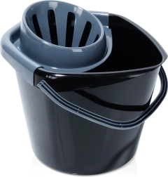 Seau à serpillière en plastique avec essoreur 10 l, noir