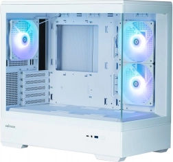Boîtier PC MicroATX mini tour avec verre panoramique et 3 ventilateurs ARGB – blanc