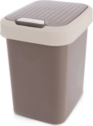 Poubelle en plastique 12 L marron avec couvercle basculant