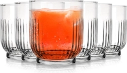 Ensemble de verres 300 ml — 6 pièces, verre transparent à relief côtelé