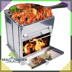 Poêle de camping fusée pliable avec grille