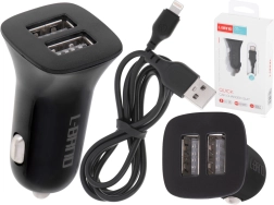 Chargeur voiture rapide double 2x USB 2,1 A avec câble Lightning L-BRND