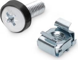 Vis de montage M6 19,8 mm avec écrous cages et rondelles pour rack 10" et 19", lot de 50 pièces, argentés – DIGITUS