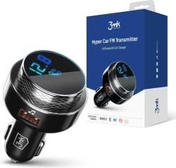 adaptateur voiture et transmetteur FM avec Bluetooth, 2× USB‑A, lecteur de cartes et charge rapide