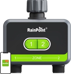 Minuteur d’arrosage intelligent à deux zones avec application RainPoint