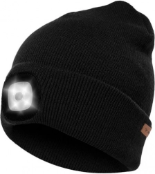 Bonnet d'hiver avec lumière LED USB - Beanie noir