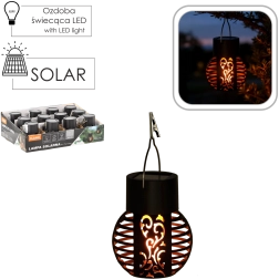 Lanterne suspendue solaire avec effet flamme, noire, 7 × 7 × 9 cm