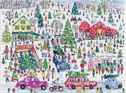 Puzzle Galison ferme avec sapins de Noël 1000 pièces