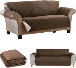 Housse de canapé matelassée réversible et couvre-lit 240 × 165 cm – brun/crème