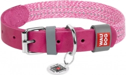 Collier pour chien rose WAU DOG Classic L en cuir et coton recyclé