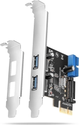 contrôleur pcie axagon avec 2× usb-a et 2× usb internes 5 gbps, uasp, faible profil, alimentation sata