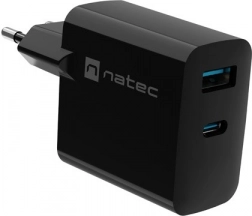 chargeur secteur Natec Ribera GaN 1x USB-A + 1x USB-C 65W noir