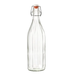 Bouteille en verre Costolata avec bouchon mécanique 1 l