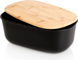 Boîte à pain avec couvercle en bambou, noire 39 × 23,5 × 15,5 cm VILDE