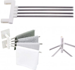 Support mural pivotant pour serviettes à 4 bras sans perçage