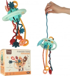 Hochet et anneau de dentition sensoriel Montessori avec cordons et boutons pour bébés