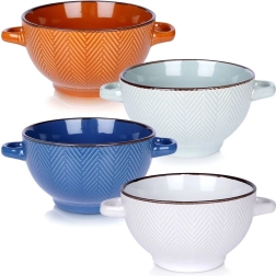 Set de bols en céramique avec poignées 620 ml, 4 pcs