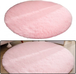 Tapis rond doux antidérapant rose clair 122 cm