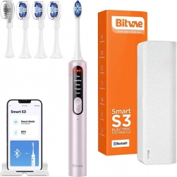 Brosse à dents sonique avec application, ensemble d’embouts et étui de voyage S3 (rose)