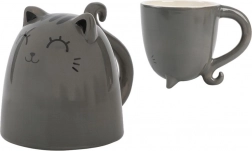 tasse chat grise avec queue comme anse