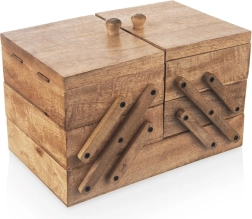 Boîte à couture en bois de manguier 30,5 × 18 × 21 cm, extensible jusqu’à 71 cm