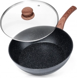 Poêle en granit avec couvercle en verre BLACK&WOOD 28 cm, 3,5 l