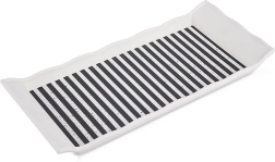 Plateau de service rectangulaire 29,5 × 13 cm à rayures noir et blanc