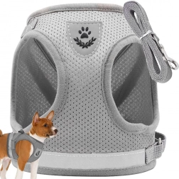 Harnais sans pression pour chien, chat et lapin, taille M, gris