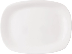 Assiette de service rectangulaire en verre blanc 28 × 21 cm