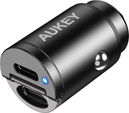 AUKEY mini chargeur voiture en aluminium 2× USB‑C avec Power Delivery et Quick Charge 3.0, 30 W, PPS