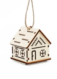 La magie du bois petite maisonnette avec motifs zigzag et bougie LED