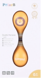 Maracas en bois double face avec motif lion PolarB