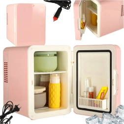 Mini réfrigérateur portatif électrique 2-en-1 rose 4L
