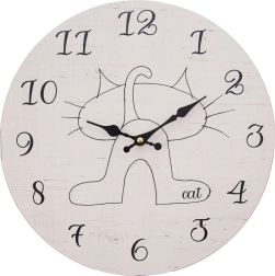 Horloge murale en bois Cat, diamètre 34 cm