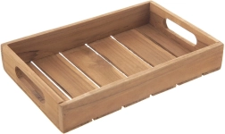 Plateau de service en bois de teck 26 × 18 cm
