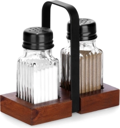 Salière et poivrière avec support, ensemble 3 pièces Vilde