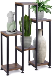 Support à plantes à 6 niveaux 70 cm – métal et décor bois