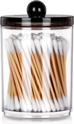 Distributeur acrylique pour cotons-tiges et disques démaquillants avec couvercle