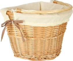 Panier de vélo en osier avec doublure en tissu blanc