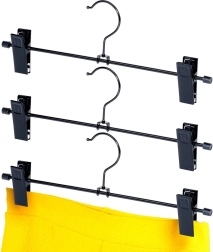 Cintre métallique noir avec pinces – lot de 3 pièces