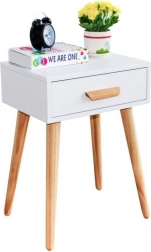 table de chevet ou table basse en bois de pin modernhome, blanche