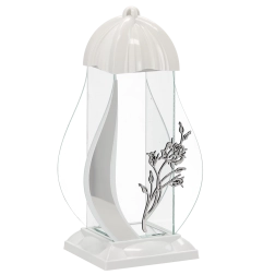 Lampion funéraire M Rose blanc 39 cm