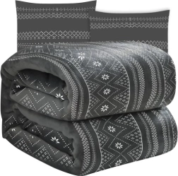 couverture d’hiver douce avec deux housses de coussin RUHHY, gris 160 × 200 cm