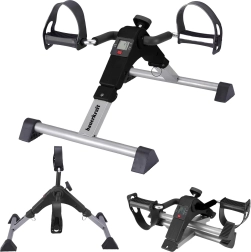 Rotor pliable de rééducation 2-en-1 type mini vélo d’appartement avec écran LCD – noir