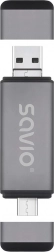 Lecteur de cartes Savio 3-en-1 USB-C, USB-A, micro USB