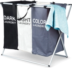 Panier à linge pliable à trois compartiments 105 l