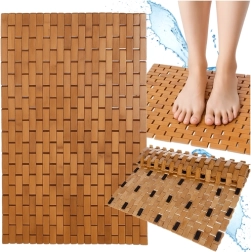 Tapis de bain en bambou antidérapant RUHHY 80 × 50 cm